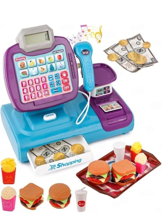 Meghasky Supermarket Cash Register for Kids, Interactive Pretend Play Grocery Store with Scanner, Light and Music, Multicolor - Image 1